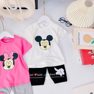 Bộ mickey quần lửng bé gái