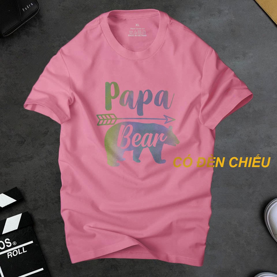 Áo thun nam cổ tròn Ur Sport Papa Bear phản quang 7 màu siêu nét,chất liệu cotton 4 chiều thoáng mát nhanh khô