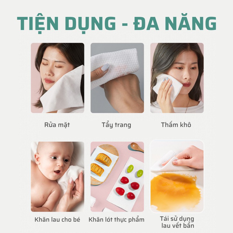 Khăn mặt khô Oron dùng 1 lần lau khô, ướt, tẩy trang siêu sạch