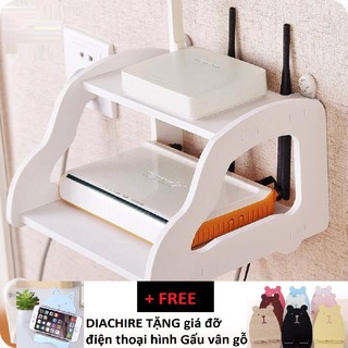 [31/5 TRỢ GIÁ] Kệ wifi treo tường 2 tầng nhỏ gọn kiểu mới + Tặng giá đỡ điện thoại hình thú dễ thương