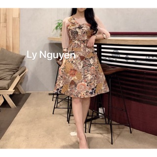 ĐẦM GẤM PHỐI TƠ SIÊU SANG CHẢNH (ẢNH THẬT 100% của shop nhé)