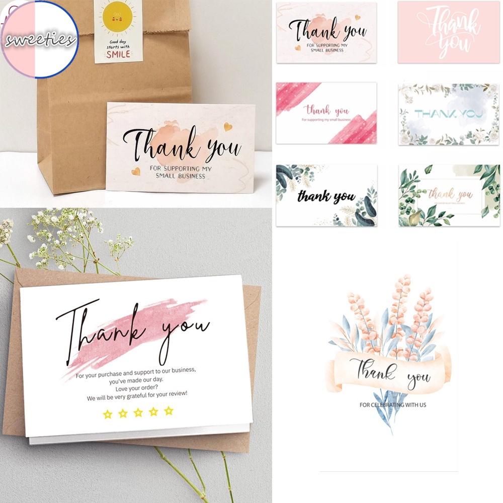 Set 30 Thẻ Giấy In Chữ Thank You Sáng Tạo Trang Trí Tiệc