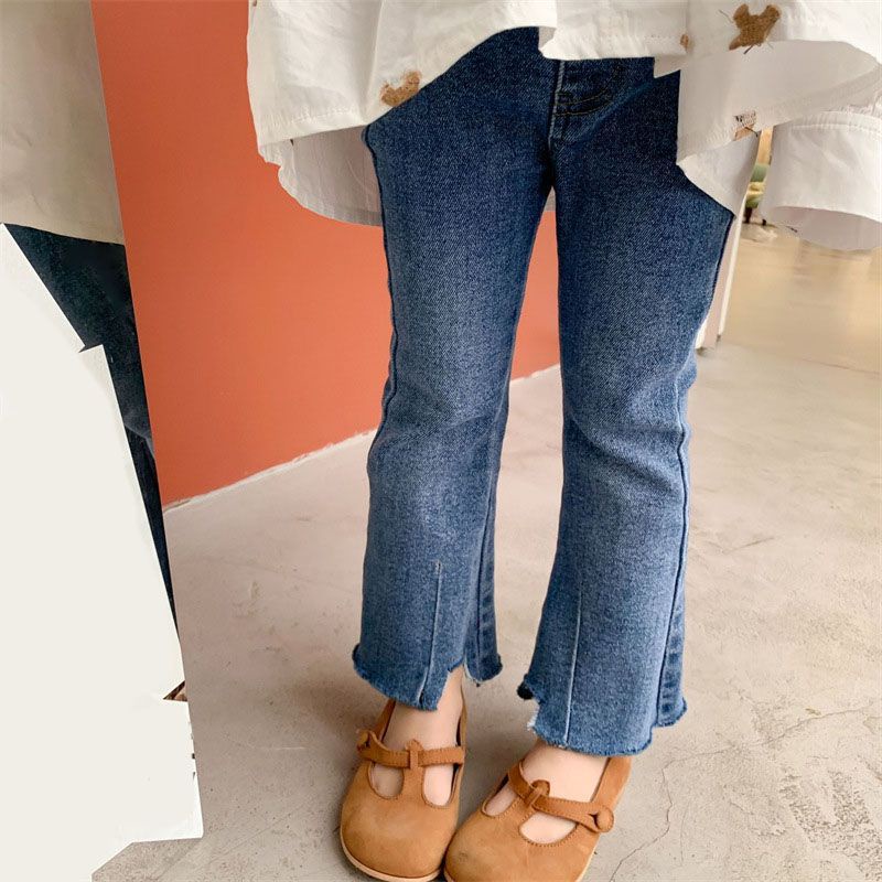 Quần Jeans Denim Ống Loe Màu Sắc Đơn Giản Cho Nữ