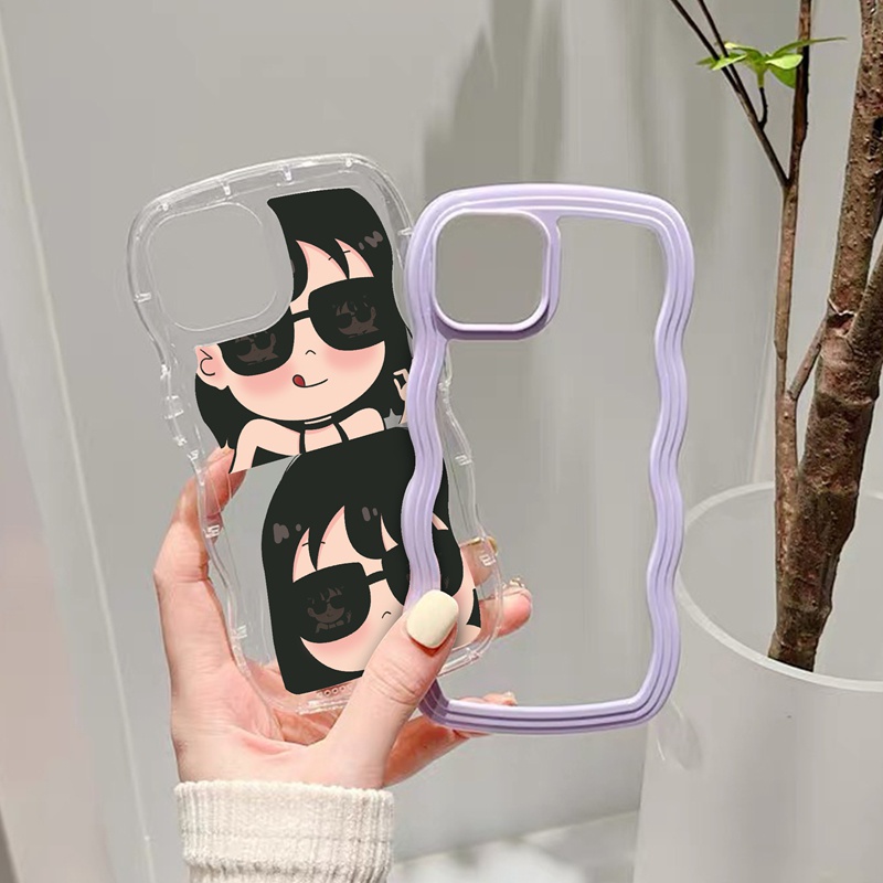 Suntaiho Ốp lưng Ốp Điện Thoại TPU Mềm Trong Suốt Viền Lượn Sóng In Hình Bé Gái Cho iPhone 11 11 Pro 13 12 Pro Max X XS Max XR 7 8 Plus