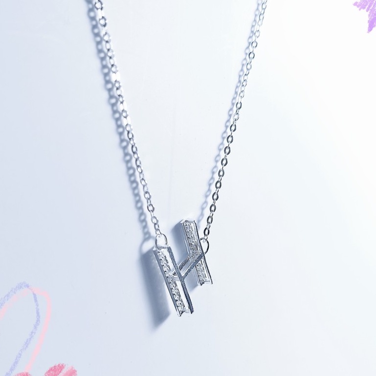 Dây chuyền bạc ta chữ H đính đá_van jw