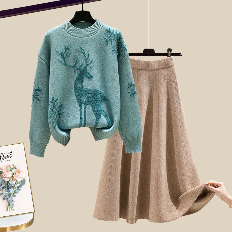 Bộ Áo Sweater Dáng Rộng Phối Chân Váy Dệt Kim Thời Trang Thu Đông 2022 Mới Cho Nữ