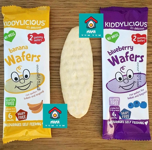 [Có tách lẻ] Bánh gạo ăn dặm Kiddylicious Wafers cho bé 6 tháng, bé dị ứng đạm bò dùng được, ko chứa sữa