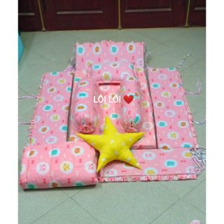 Quây cũi, chăn, ga, gối nằm, gối ôm, đệm và set vải 3 mẫu