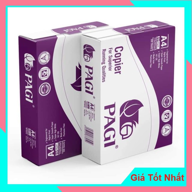 Giấy In A4 Pagi Định Lượng 65g/m2 New Vỏ Trắng Tím