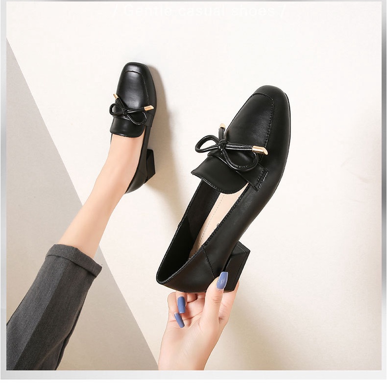 Giày Da Đế Dày Size Lớn 41-43 Phong Cách Anh Quốc Cho Nữ