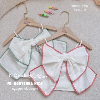 Bộ áo 2 dây nơ thô bé gái