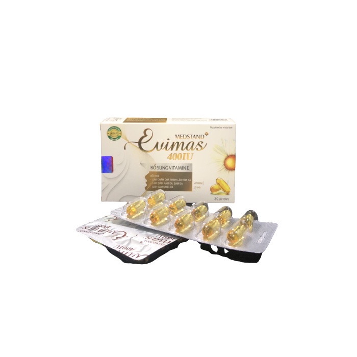 Viên uống đẹp da Vitamin E, dầu hoa anh thảo, lô hội Medstand Evimas 400IU- Hộp 30 Viên