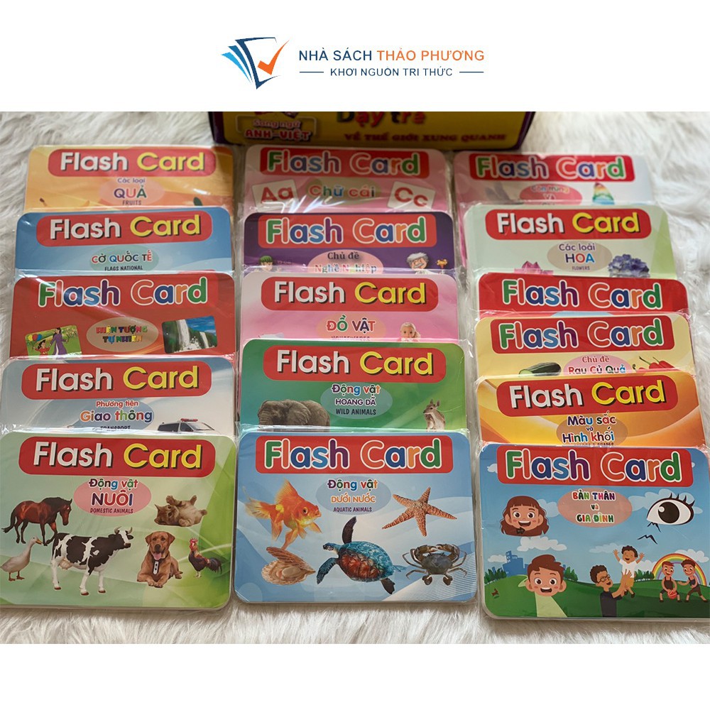 Bộ thẻ Flashcard Việt Hà song ngữ Việt Anh chủ đề Dạy trẻ về thế giới xung quanh 19 chủ đề (phương pháp Glenn Doman)