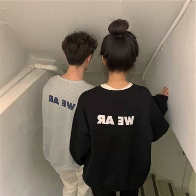 【ZHELIHANGFEI】Áo Thun Nỉ Tay Dài Dáng Rộng In Chữ Trẻ Trung Hợp Thời Trang Cho Cặp Đôi