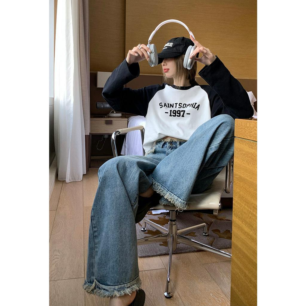 「 WELOVE1 」Quần Jean Dài Eo Cao Ống Suông Thiết Kế Giản Dị Phong Cách Retro Mùa Hè Mới Dành Cho Nữ