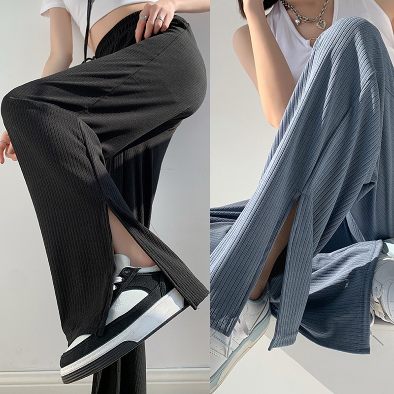 Quần ống rộng Lưng Cao Co Giãn Màu Trơn Phong Cách Cổ Điển Thời Trang Cho Nữ