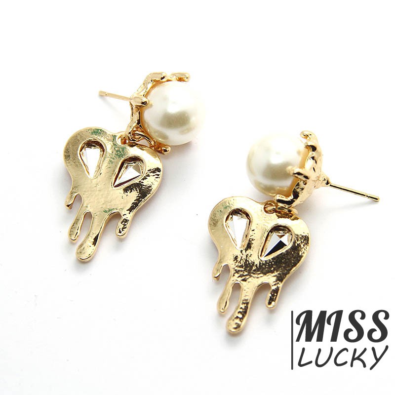 Khuyên tai hình trái tim đính đá phong cách Hàn Quốc thanh lịch dành cho nữ