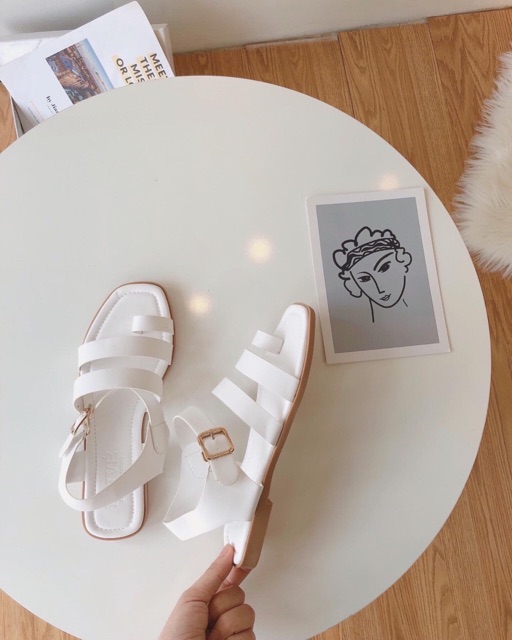 Sandal xỏ ngón dây ngang đế mềm, quai chun hậu