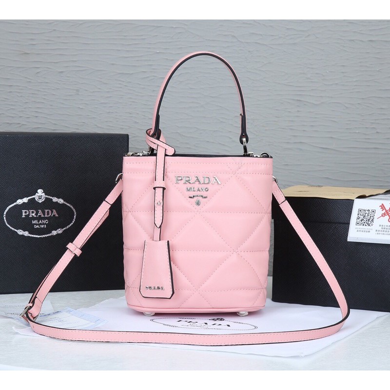 Túi xách/đeo chéo bucket sành điệu da thật cao cấp Prada Milano