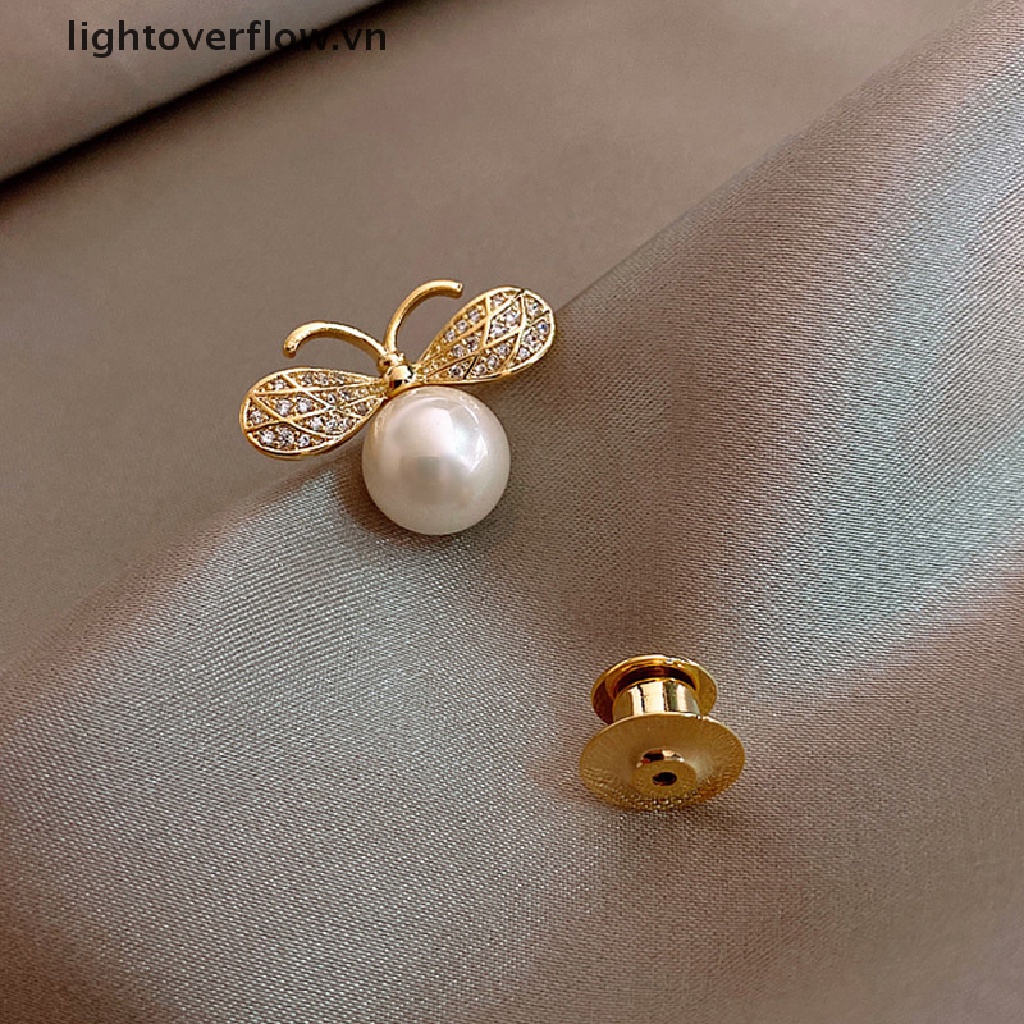 Ghim Cài Áo Hình Bướm Đính Ngọc Trai Nhân Tạo Lớn Thời Trang