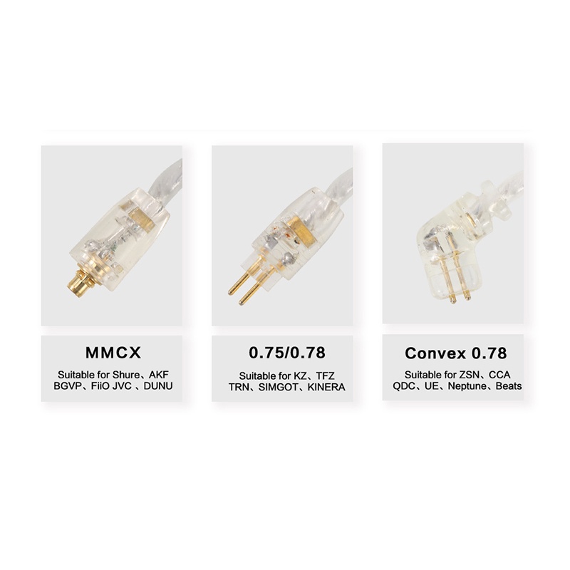 Dây cáp tai nghe bản nâng cấp Jcally PJ2 5N đồng không oxy mạ bạc 0.78m/QDC/MMCX cổng 3.5mm cho kz trn