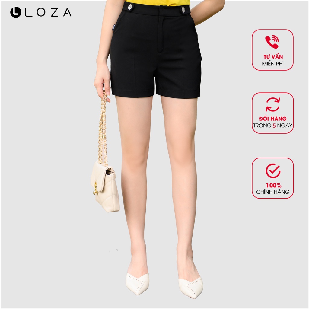 Quần short nữ cạp đính cúc-LOZA LQ03106