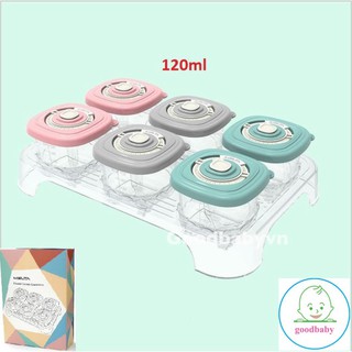 tuan096 Set 6 hộp trữ đông,bảo quản đồ ăn cho bé cao cấp tiện dụng Goodbabyvn tuan096