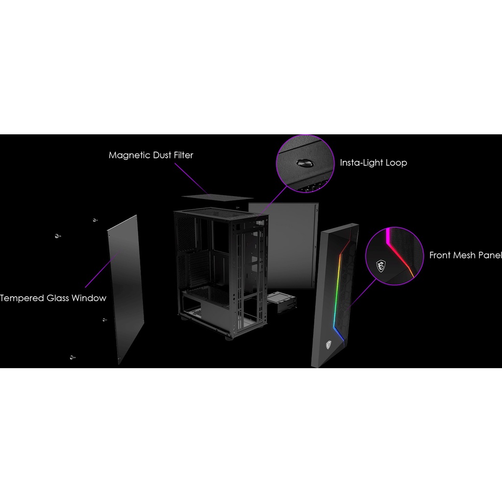 Thùng máy tính | Vỏ case MSI MAG Vampiric 100L  RGB STRIP - Hàng chính hãng