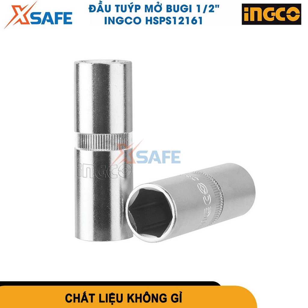 Đầu tuýp mở bugi 16mm-21mm INGCO, chiu nhiệt tốt, phủ lớp mạ niken đen, chất liệu 50BV30 -