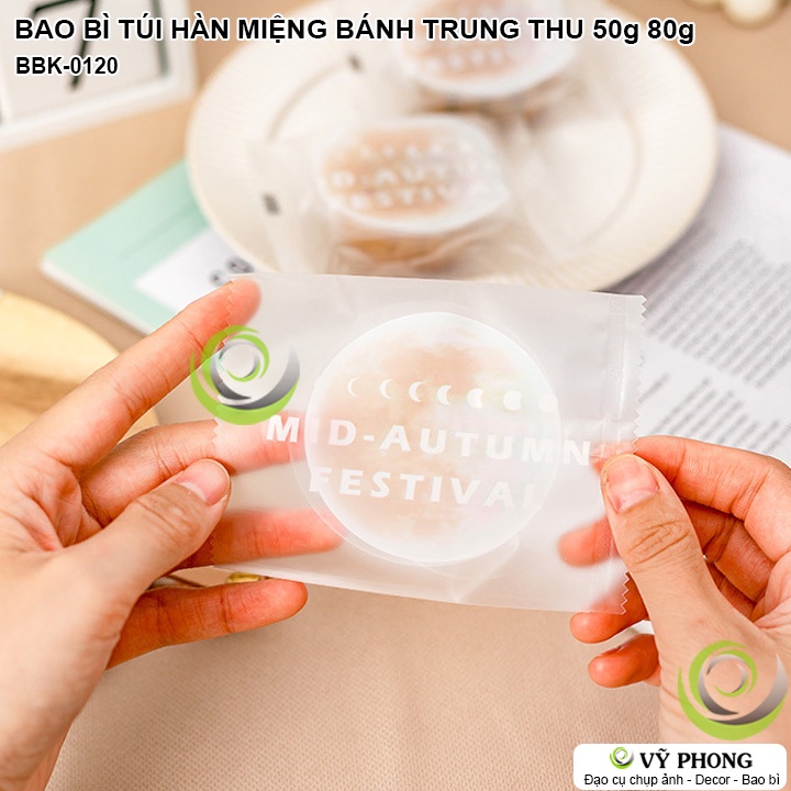 BAO BÌ TÚI NHỰA HÀN MIỆNG ĐỰNG BÁNH TRUNG THU CHO SIZE BÁNH 50g 80g IN CHỮ HAPPY MID-AUTUMN QUÀ TẶNG LỄ TẾT BBK-0120