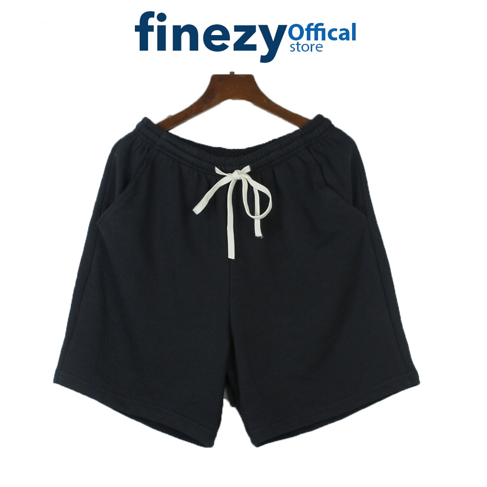 Quần short unisex 2 màu đen be from rộng, nỉ da cá - Finezy