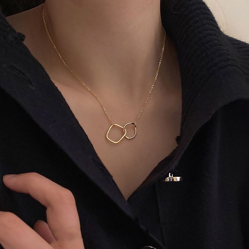 Dây chuyền hai mặt thiết kế đơn giản phong cách Hàn Quốc