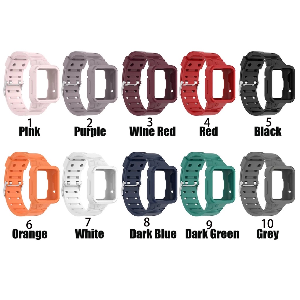 Dây Đeo Thể Thao Bằng Silicone Kèm Vỏ Bảo Vệ Cho Redmi Watch