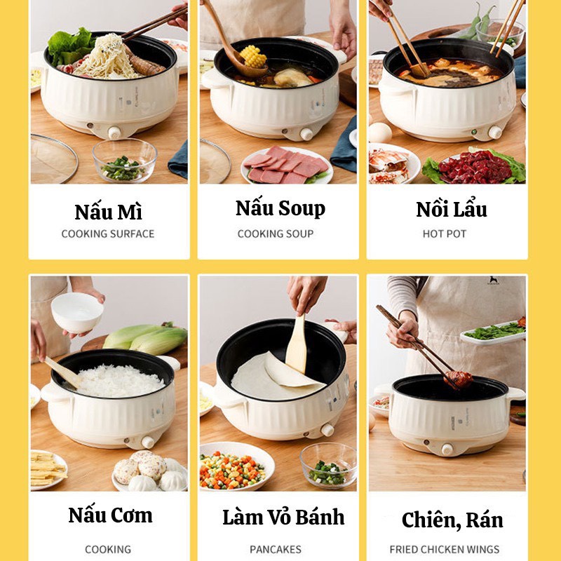 Nồi Lẩu Mini Cắm Điện Đa Năng Lớp Chống Dính Teflon Cao cấp