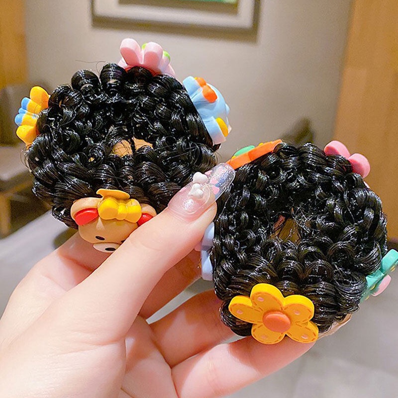 Set 2 Dây Buộc Tóc Đính Tóc Giả Xinh Xắn Cho Bé Gái