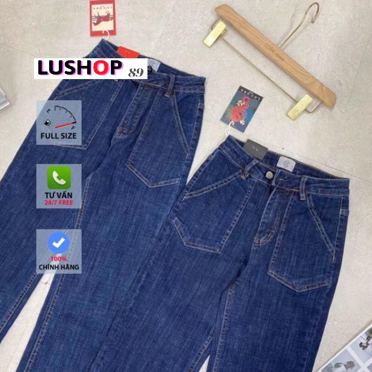 Quần jean bò baggy nữ cạp cao màu XANH ĐẬM 2 túi đáp vuông phong cách Hàn Quốc sành điệu style  Lushop89 | BigBuy360 - bigbuy360.vn