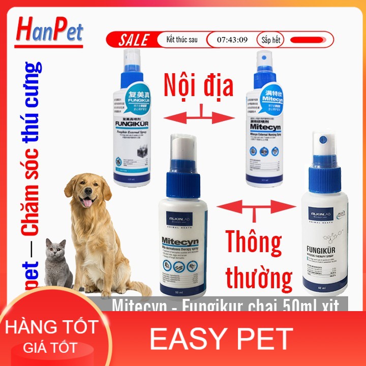 HN- Alkin Fungikur Xịt ve bọ chét chấy rận chó mèo mitecyn