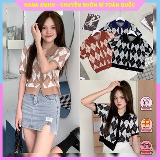 Áo Cardigan Nữ Tay Ngắn, Áo Croptop Kẻ Sọc Caro Phối Chân Váy, Quần Siêu Xinh