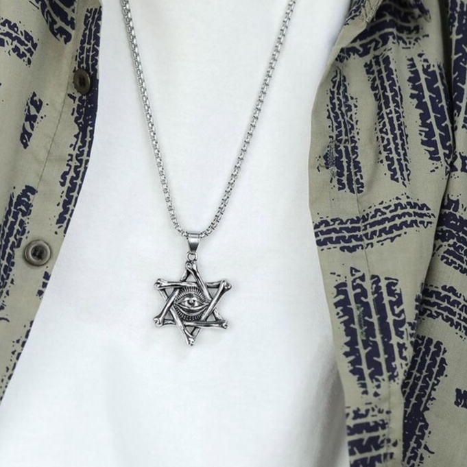 Vòng cổ nam nữ unisex dây chuyền PUN màu bạc Titan đẹp phụ kiện thời trang - Vòng cổ David