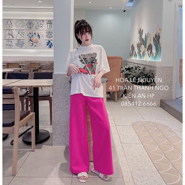 SET QUẦN SUÔNG HỒNG ÁO COTTON BÁO MANG KIẾNG TÚI ZIP CHUẨN SHOP B3