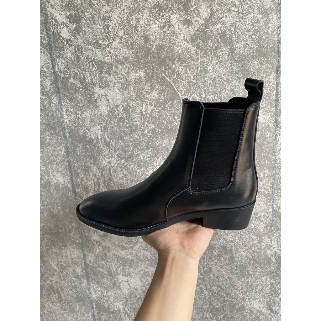 Giày Chelsea Boot nam kiểu dáng cao cổ thời trang, chất liệu da trơn, độ bóng nhẹ, độn 4cm