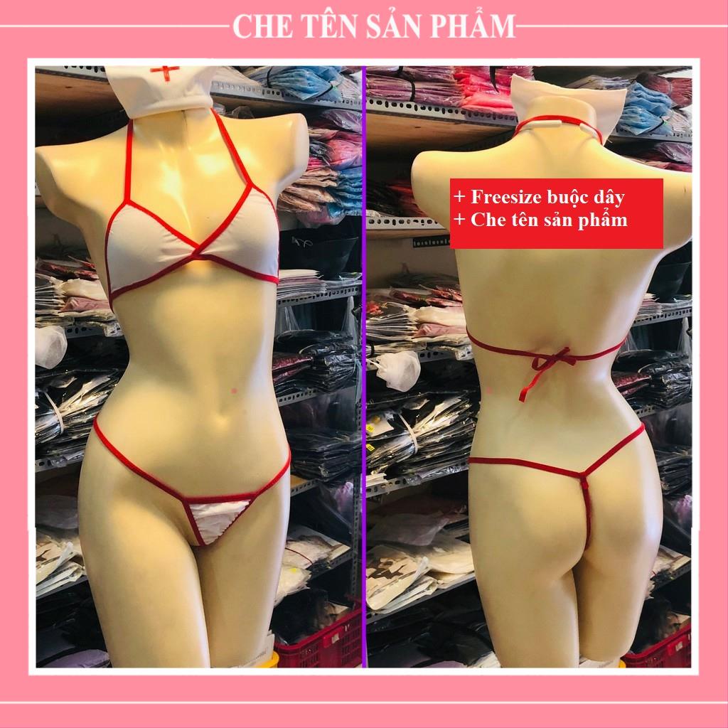 Bộ đồ lót cosplay sexy, Bikini y tá (gồm mũ, áo ngực và quần chíp) mã B205 - QUIN BEE