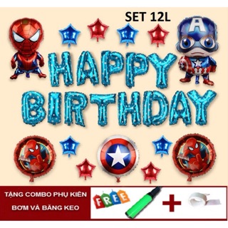 Set bóng sinh nhật anh hùng American- người nhện set 8c