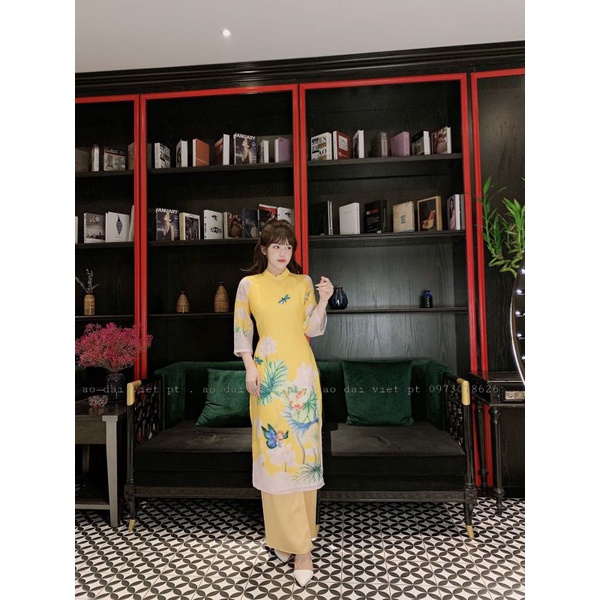 🥰 Áo dài  tơ 4 tà đính kết sang chảnh hàng cao cấp ( cam kết ảnh thật 100%) Áo dài tết đẹp nhẹ nhangf