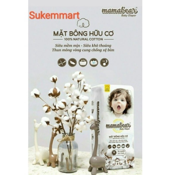 Bỉm quần mamabear nội địa trung cao cấp đủ size M/L/XL/XXL/3XL 50 miếng