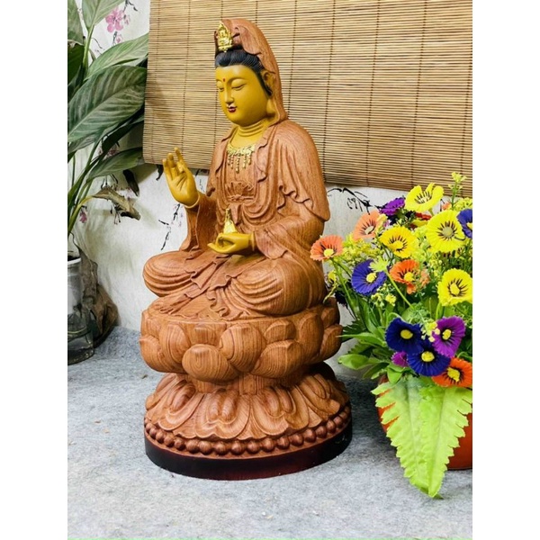 Tượng phật bà quan âm gỗ hương cao 60cm