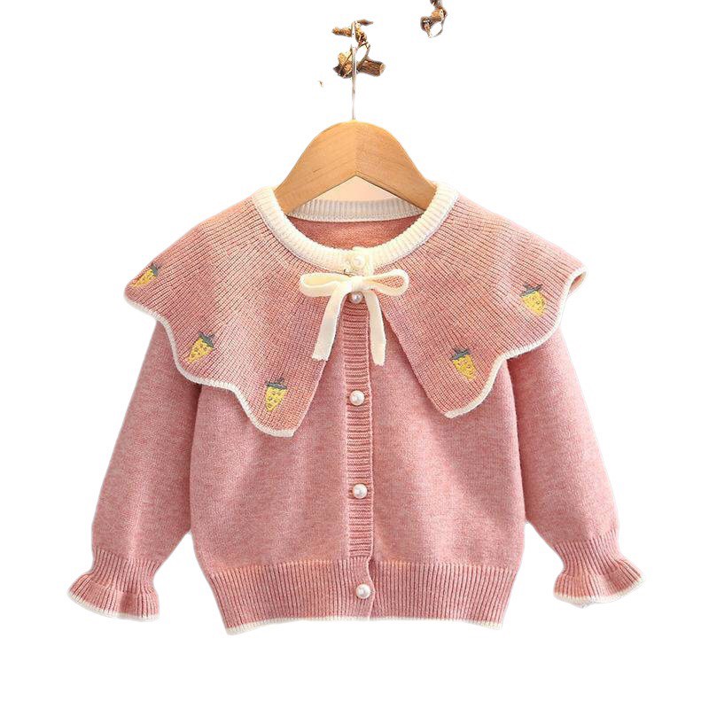 Áo len bé gái dễ thương họ tiết DÂU TÂY