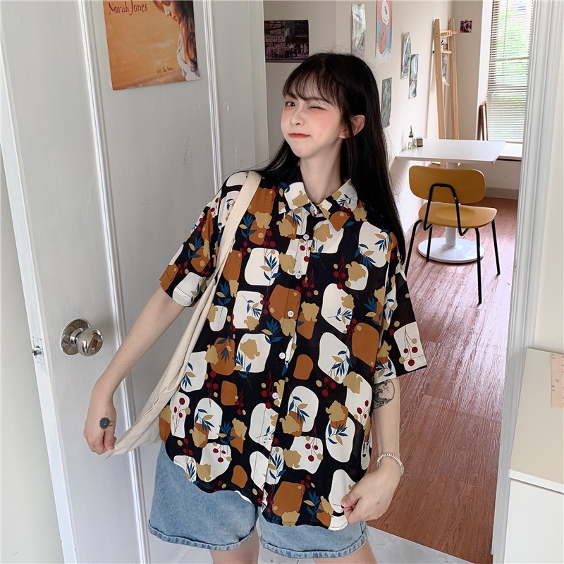 NRVP Áo Sơ Mi Dáng Rộng Thời Trang Hàn Quốc Cá Tính Cho Nữ