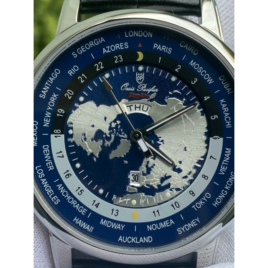 Đồng Hồ Nam Oasis Pacifier 6396G, Dây Da  , Mặt Hình Bản Đồ, Size 40mm