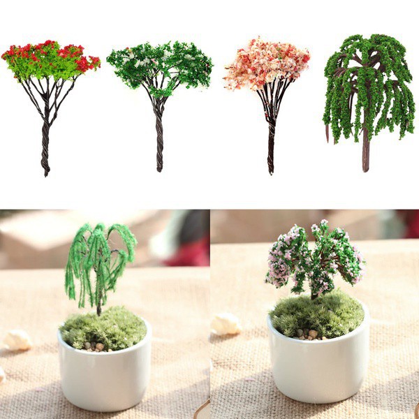 1 x Mini Sakura Willow Tree Plants Dollhouse Ornament Fairy Garden Home Décor